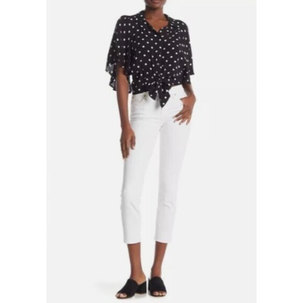 7 For All Mankind Jeans Kimmie High-Waist Crop Skinny Jeans White Sz 30 New $189